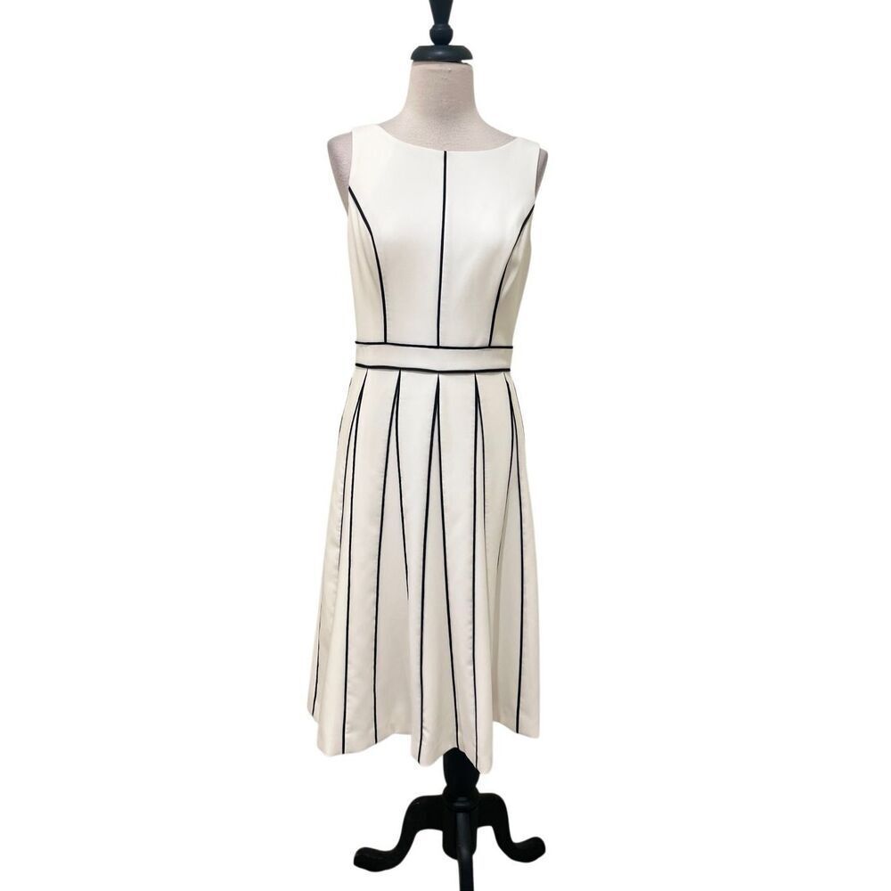 White House Black Market Cream and Black Dress